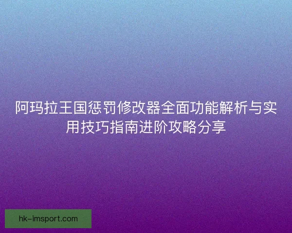 阿玛拉王国惩罚修改器全面功能解析与实用技巧指南进阶攻略分享